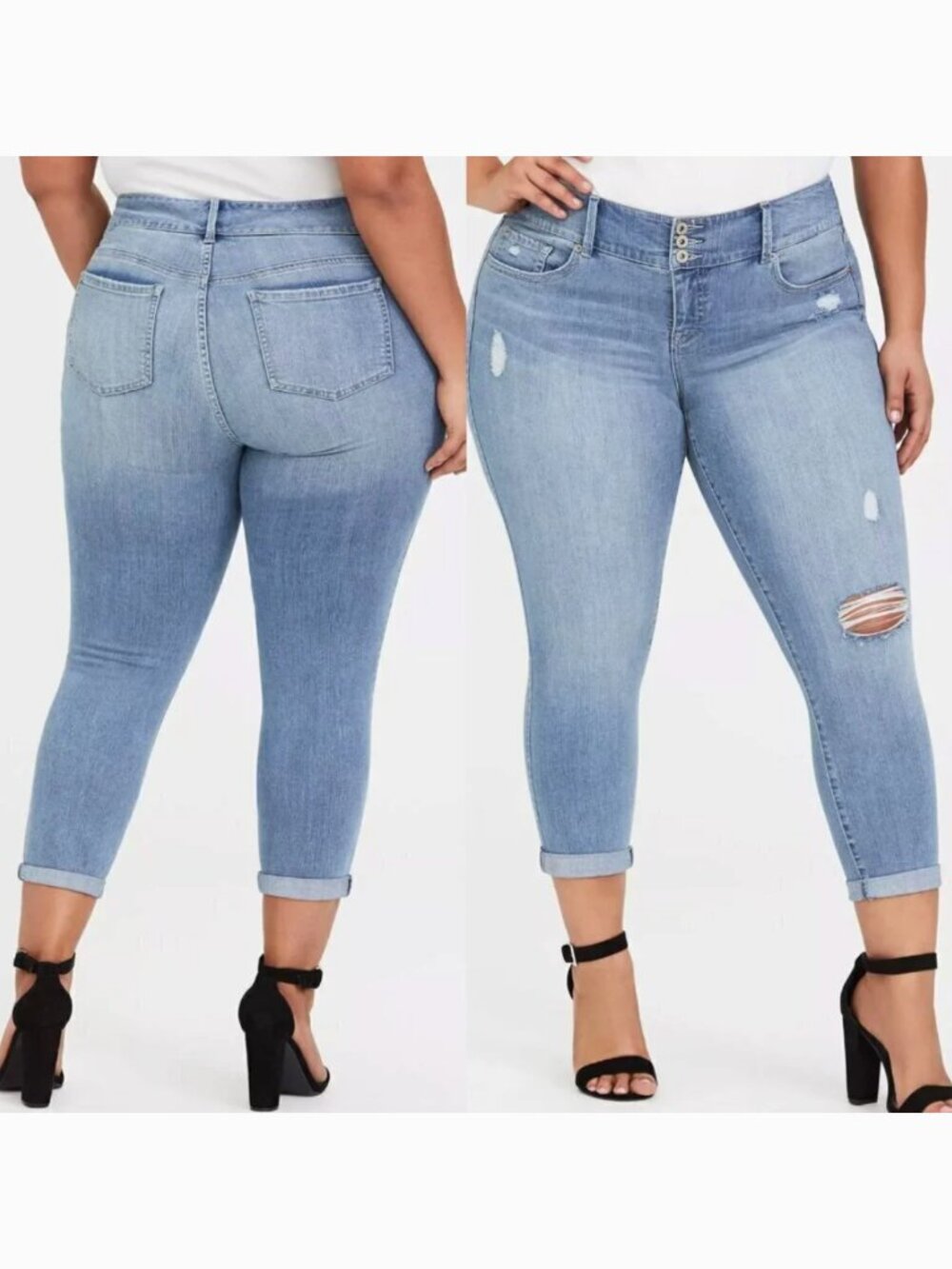 TORRID Plus Size Crop Jegging Premium Stretch Light Wash Ripped Cropped Ankle 20